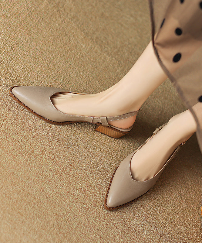 Chic  Sandals Brown Cowhide Leather Pointed Toe