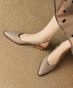 Chic  Sandals Brown Cowhide Leather Pointed Toe
