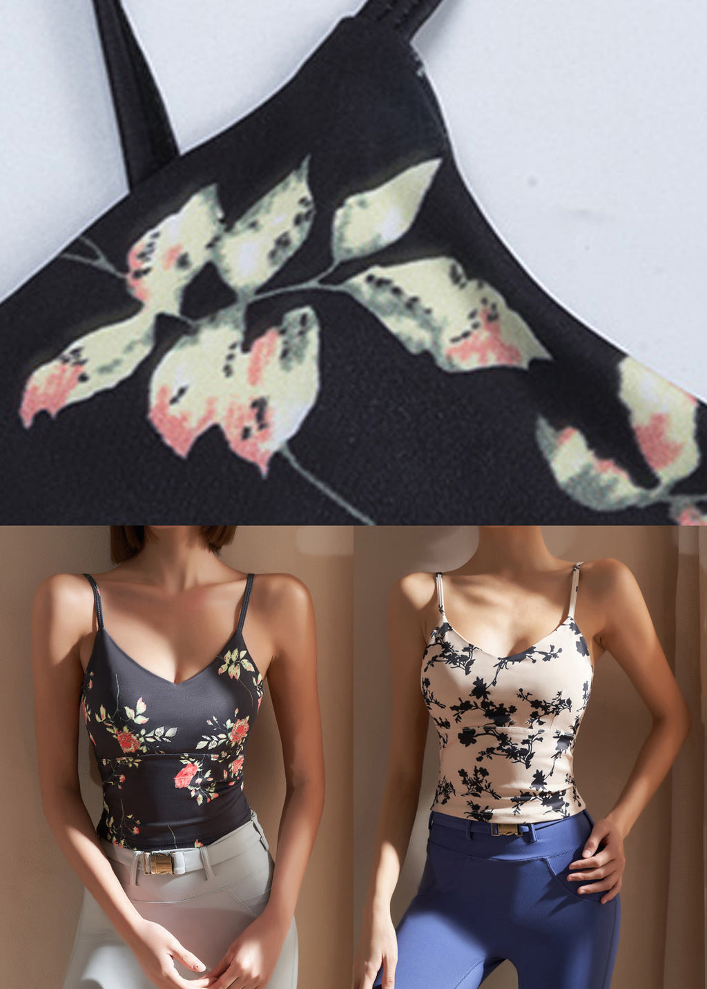 Club Black Print Modal Cotton Yoga Tank Tops