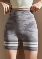 Dynamic Grey Print High Waist Gym Shark Leggings Shorts