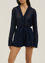 Carolyn Guipure Lace Icon Shorts | Navy