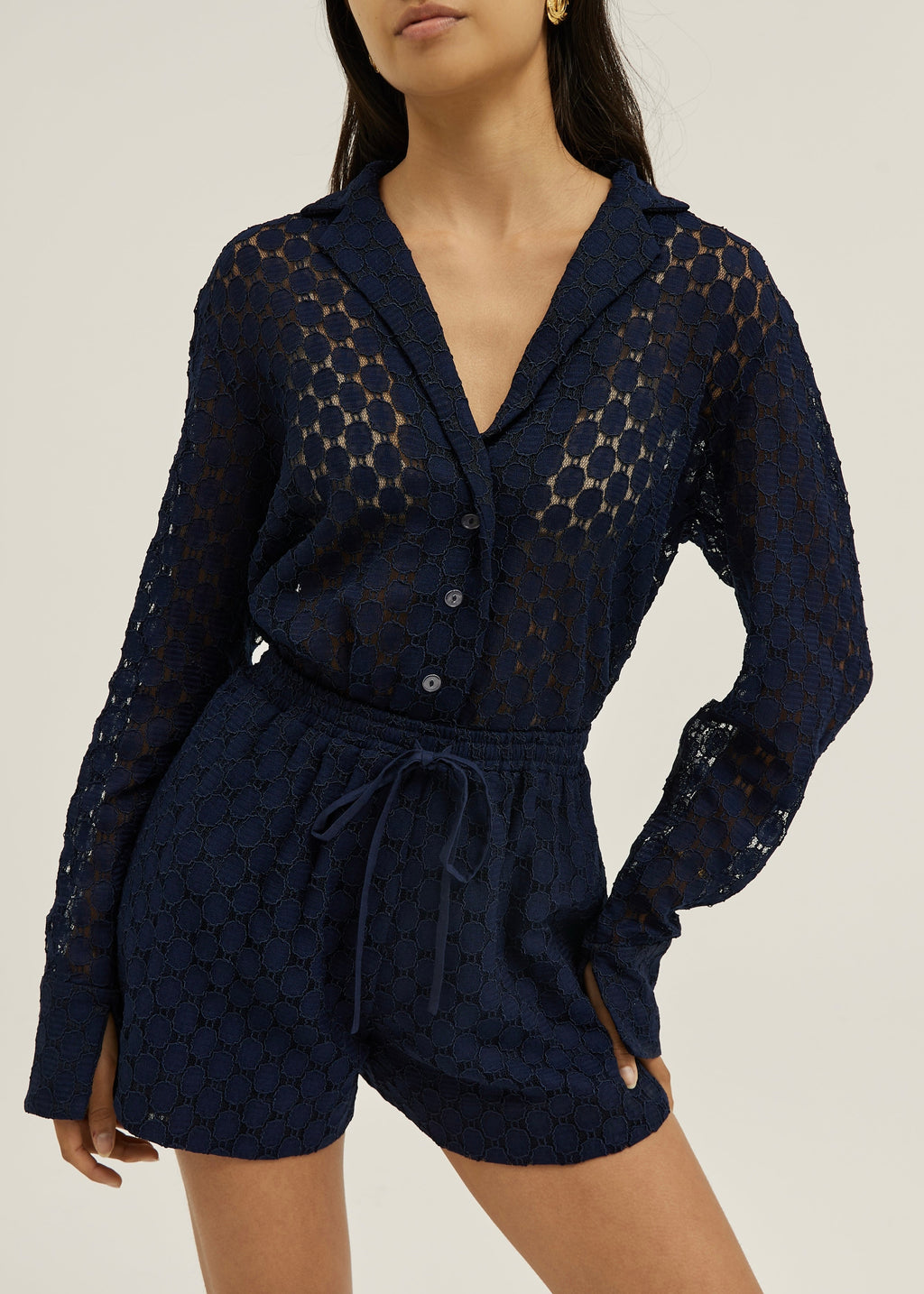 Carolyn Guipure Lace Icon Shorts | Navy