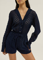 Carolyn Guipure Lace Icon Shorts | Navy