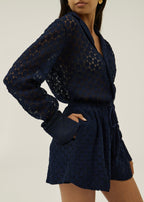 Carolyn Guipure Lace Icon Shorts | Navy