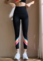 Fashion Black Stripe High Waist Capri Gymshark Yoga Pants