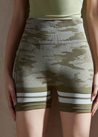 Green Striped Butt Scrunch Seamless Gym Shark Leggings