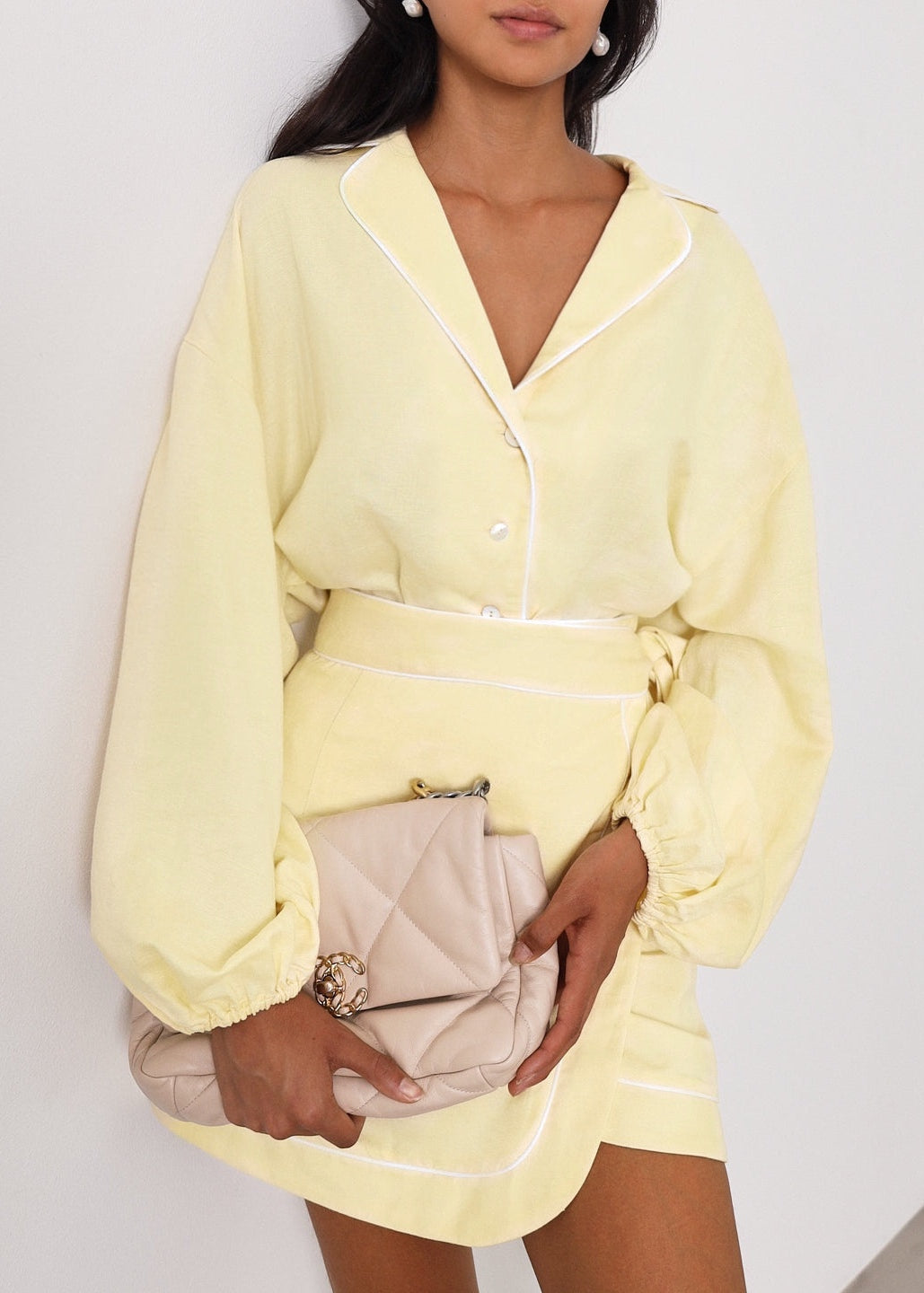 Morgan Tie Wrap Line Skirt  | Lemon Sorbet