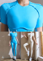 Ignite Beige O-Neck One Piece Workout Suit Short Sleeve
