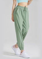 Loose Black Elastic Waist Tie Waist Yoga Lantern Pants