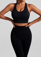 Natural Black Sports Bra And Leggings Set Suit Riding Leggings