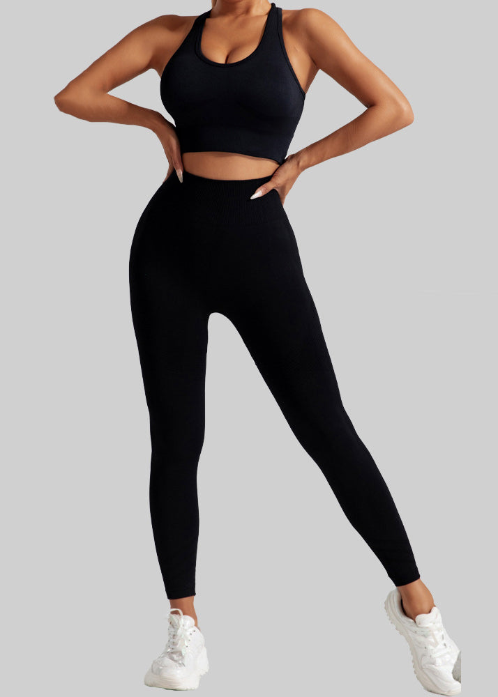 Natural Black Sports Bra And Leggings Set Suit Riding Leggings