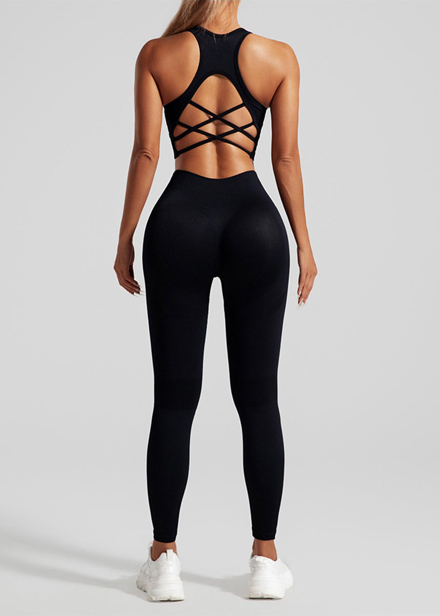 Natural Black Sports Bra And Leggings Set Suit Riding Leggings