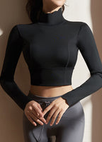 New Black High Neck Loose Fitting Workout Tops Spring