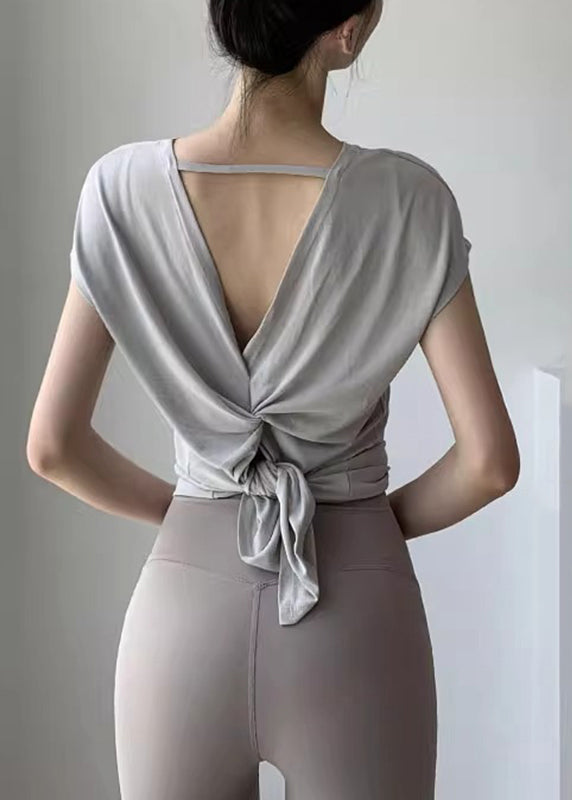 New Light Grey Yoga Top