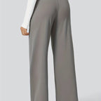 High Waist Stretchy Straight Leg Pants 9 Inch Long Women's Denim PVC Casual Trousers Asymmetrical Design Spring Fashion