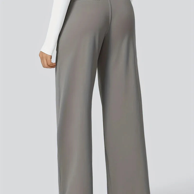 High Waist Stretchy Straight Leg Pants 9 Inch Long Women's Denim PVC Casual Trousers Asymmetrical Design Spring Fashion