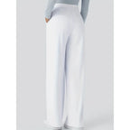 High Waist Stretchy Straight Leg Pants 9 Inch Long Women's Denim PVC Casual Trousers Asymmetrical Design Spring Fashion