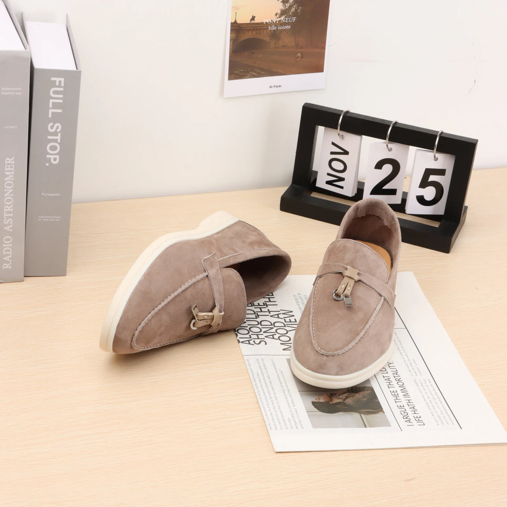 Designer Luxury Women's and man's Loafers round Toe Suede Flats with Rubber Stitching Best Selling Elegant Casual Shoes