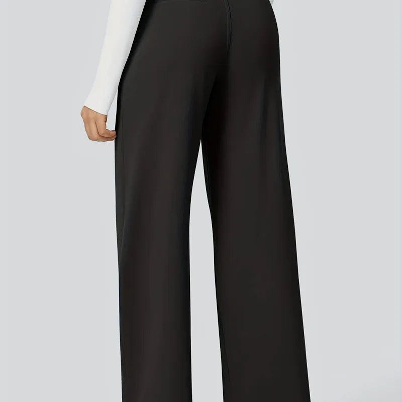 High Waist Stretchy Straight Leg Pants 9 Inch Long Women's Denim PVC Casual Trousers Asymmetrical Design Spring Fashion