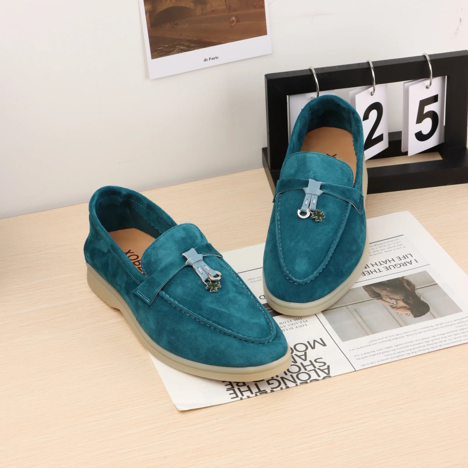 Designer Luxury Women's and man's Loafers round Toe Suede Flats with Rubber Stitching Best Selling Elegant Casual Shoes