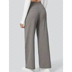 High Waist Stretchy Straight Leg Pants 9 Inch Long Women's Denim PVC Casual Trousers Asymmetrical Design Spring Fashion