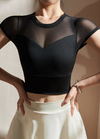 Black Tulle Yoga Top