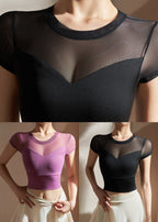 Black Tulle Yoga Top
