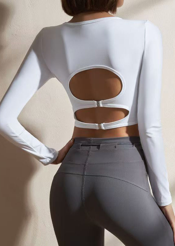 White Long Sleeve Yoga Top