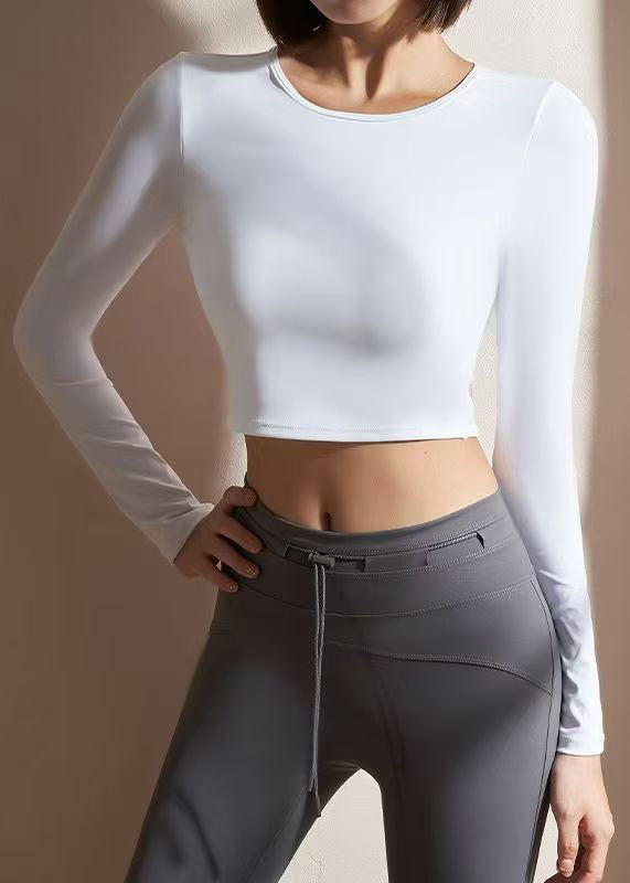 White Long Sleeve Yoga Top