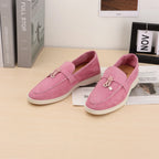Designer Luxury Women's and man's Loafers round Toe Suede Flats with Rubber Stitching Best Selling Elegant Casual Shoes