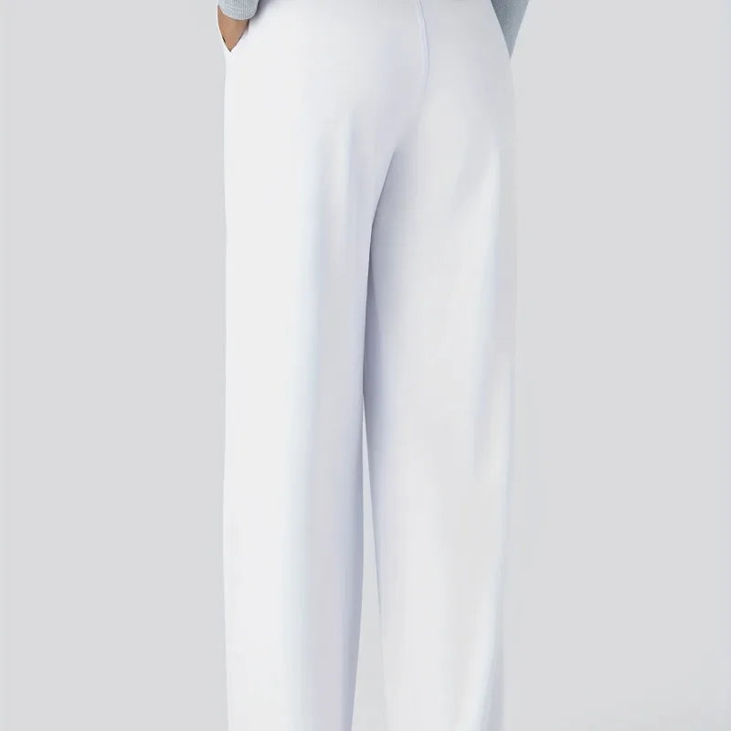 High Waist Stretchy Straight Leg Pants 9 Inch Long Women's Denim PVC Casual Trousers Asymmetrical Design Spring Fashion