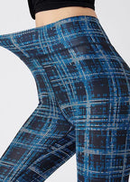 Simple Navy Plaid High Waist Capri Athletic Leggings