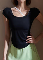Simple White O-Neck Short Sleeve Yoga Top