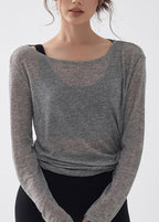Style Dark Grey Side Open Yoga Tank Tops