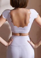 Trendy White O-Neck Solid Gym Yoga Tops