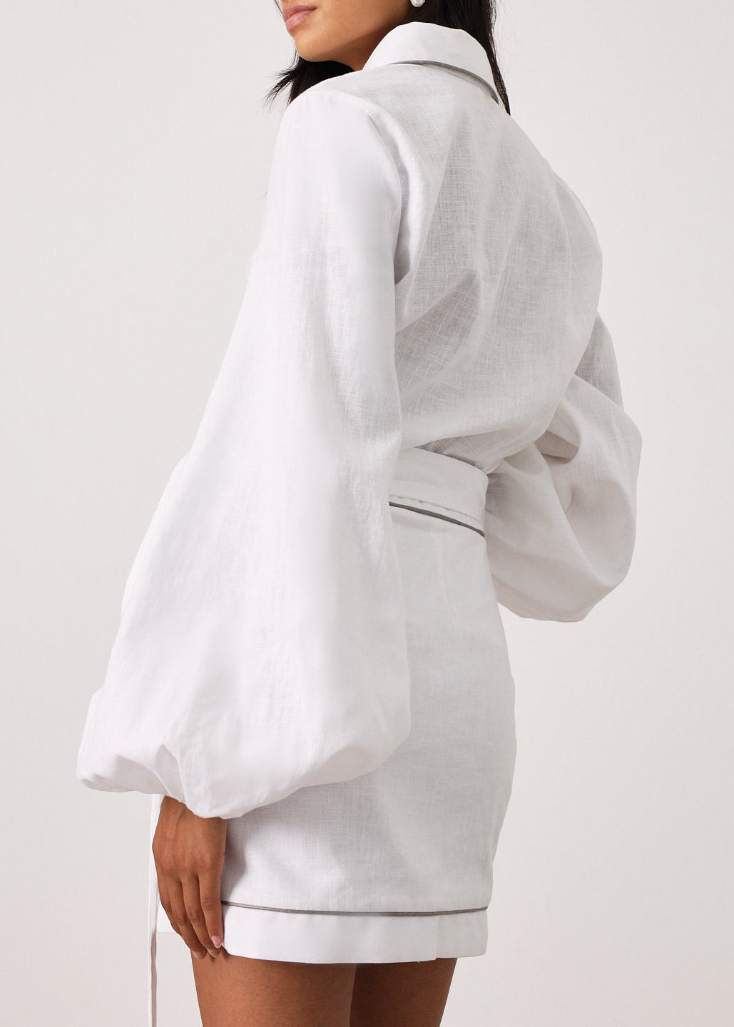 Morgan Elevated Linen Shirt | White/Taupe