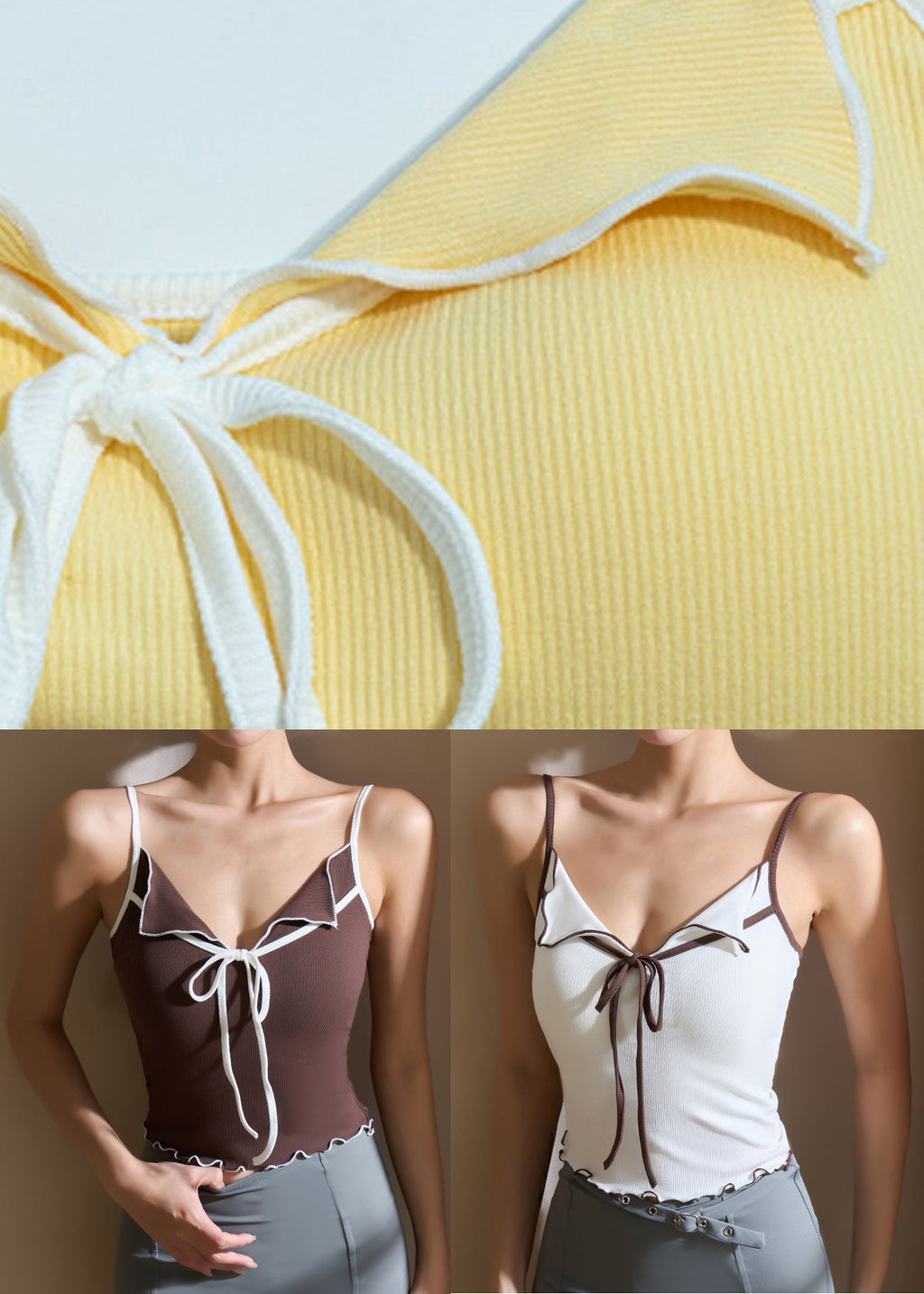 White Tie Lace Solid Yoga Top