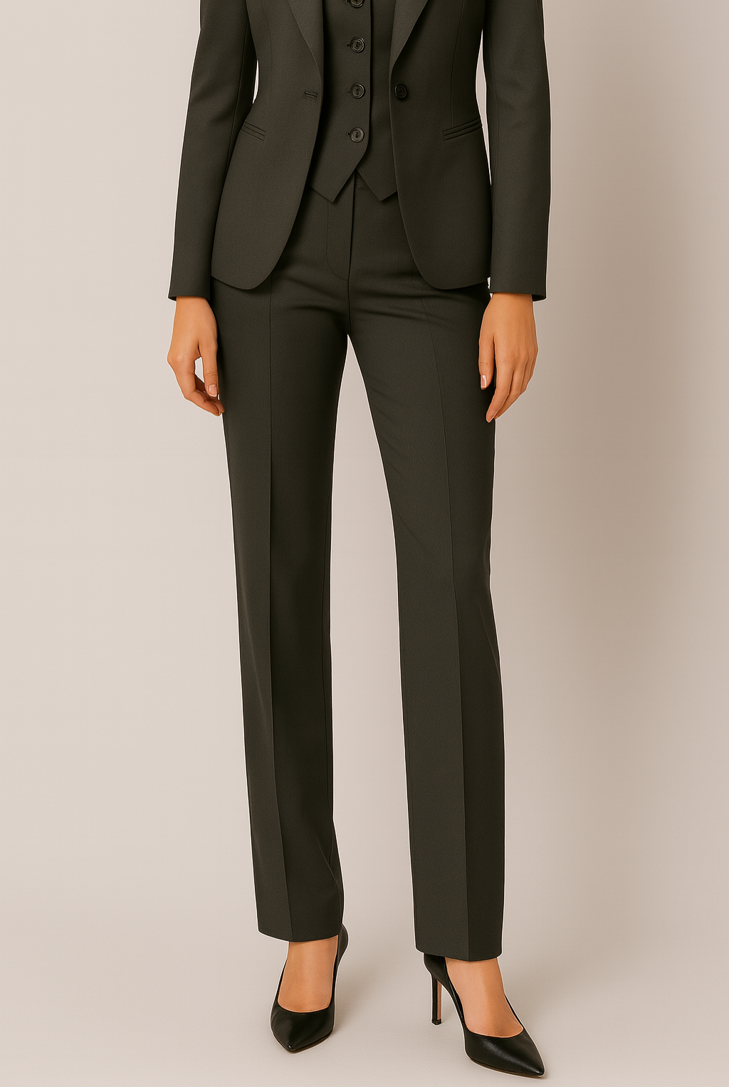 Three-Piece Slim Fit Suit – Tailored Blazer, Vest, and Trousers