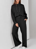 High Waisted Sweatshirt + Trousers Set