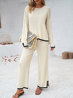Contrast Color Split Sweater  +  Pants