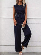 Loose Sleeveless Tied Waist Jumpsuit