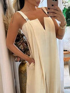 Sleeveless Pockets Split-side Jumpsuit