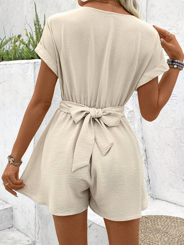 Loose Raglan V-Neck Romper