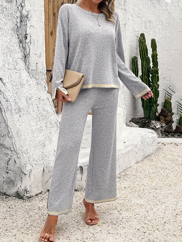 Contrast Color Split Sweater  +  Pants
