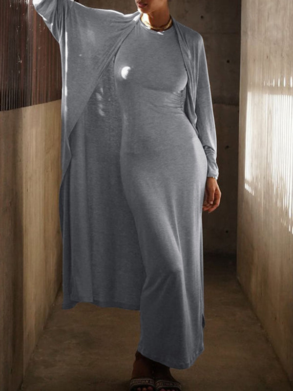 Long Sleeves  Dress + Bodycon Outerwear Set