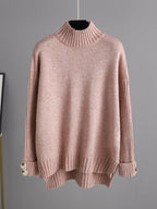 Solid Color Half Turtleneck Sweater  & Wide Leg Pants