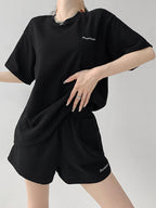 Round-Neck T-Shirt +  Shorts Two Pieces Set