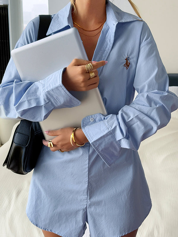 Long Sleeves Buttoned Pleated Romper