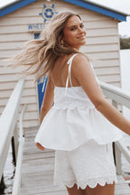 Eyelet Scallop Shorts - White Set