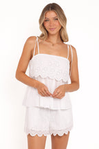 Eyelet Scallop Shorts - White Set